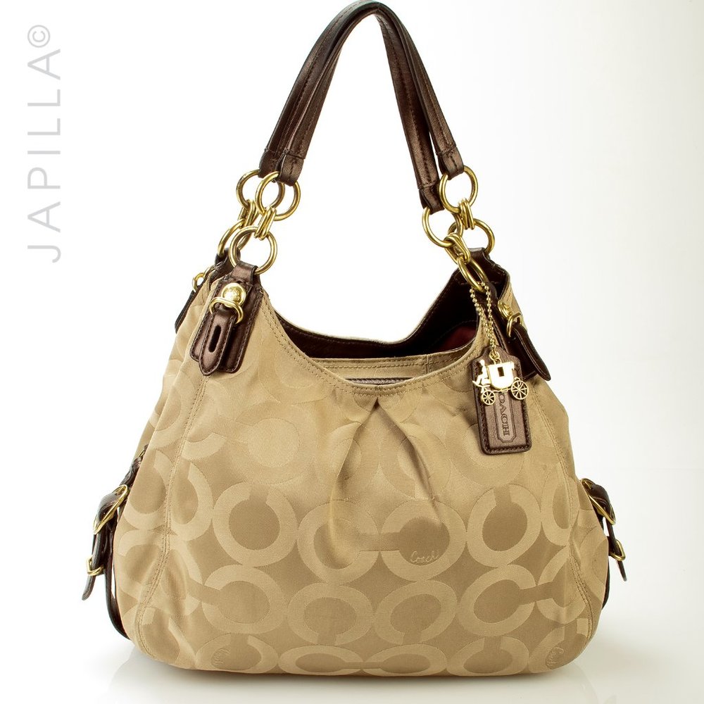 COACH MAGGIE GOLDEN CANVAS SHOULDER BAG 15757